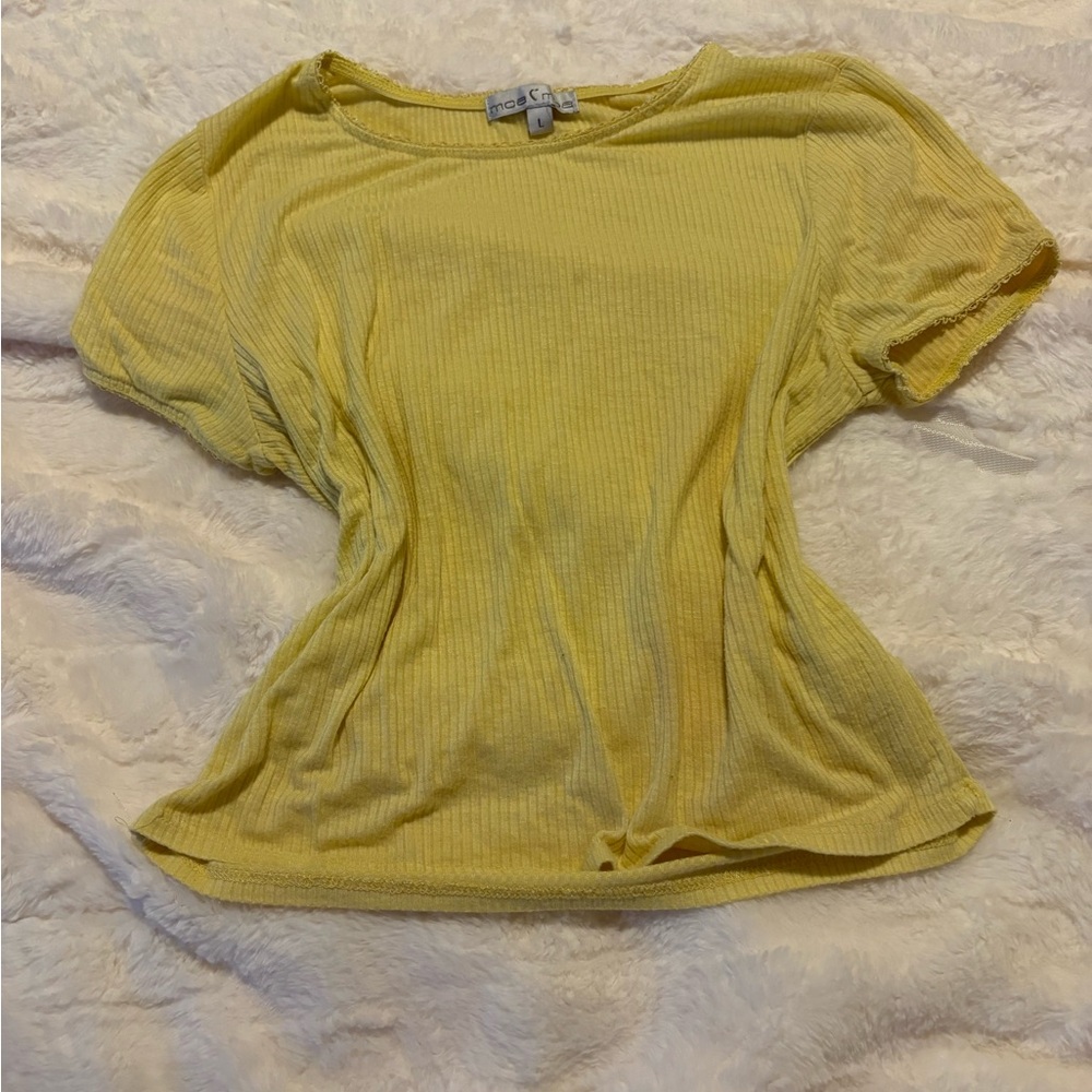 Moa Moa Sunny Yellow Ribbed Short Sleeve Top